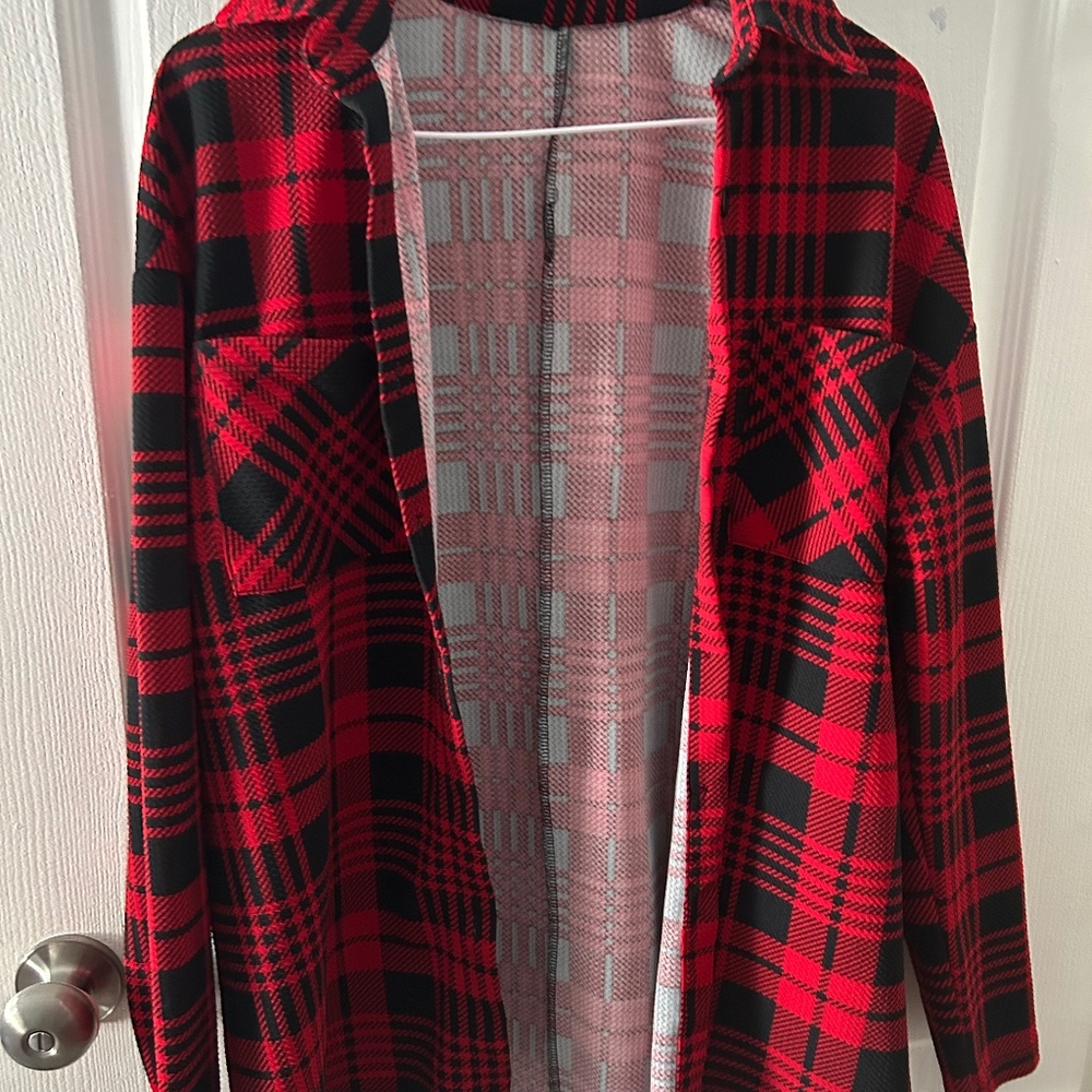 Red and black button-up flannel